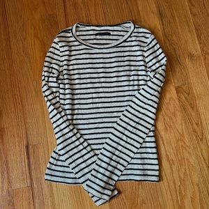 American Eagle Black & White Striped Long Sleeve Top